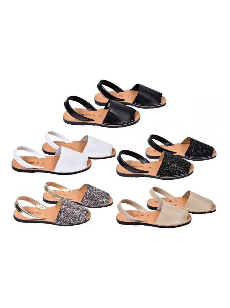 Sandale Nu Pieds Femme PREMIUM CUIR Noir - Kiabi