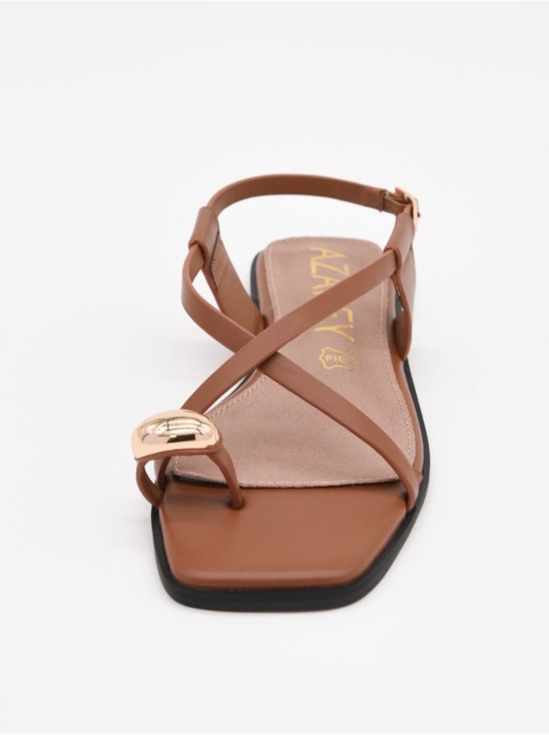 Sandale Plate Matériau Synthétique Montevita Camel - Kiabi