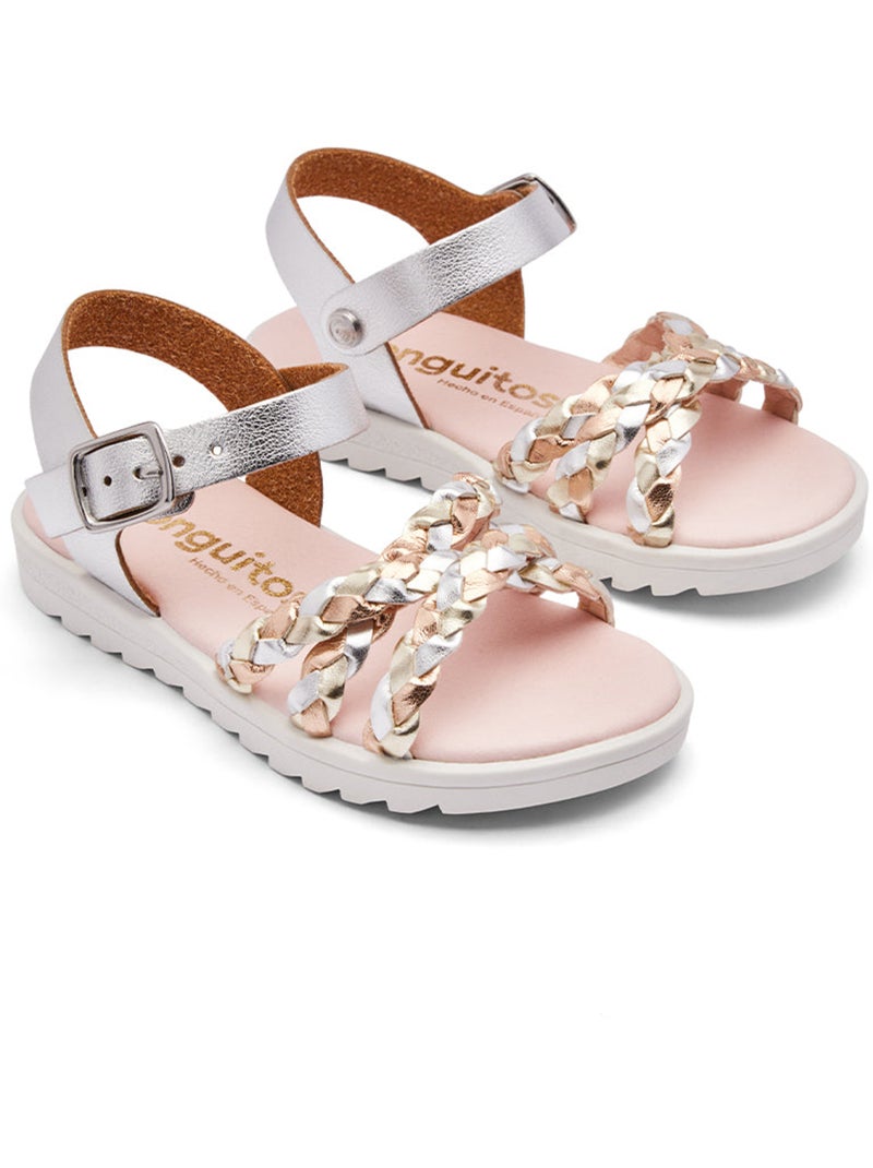 Sandalen conguitos trenzado rayas Zilver - Kiabi