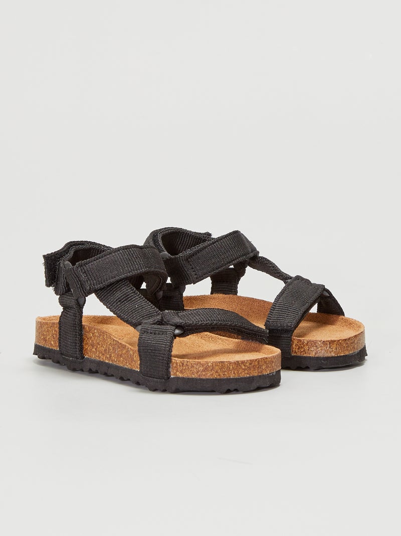 Sandalen met 3 klittenbanden zwart - Kiabi