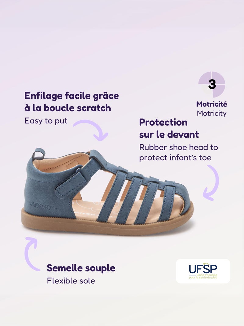 Sandalen met bandjes 'eerste stapjes' - Kitchoun Blauw - Kiabi