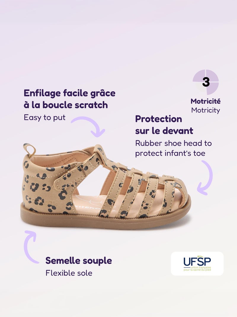 Sandalen met bandjes 'eerste stapjes' - Kitchoun Bruin - Kiabi