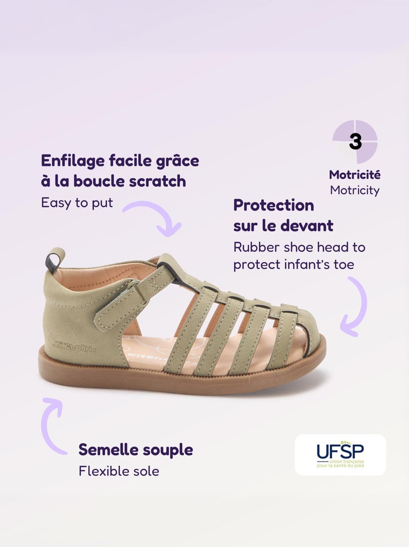 Sandalen met bandjes 'eerste stapjes' - Kitchoun Kaki - Kiabi