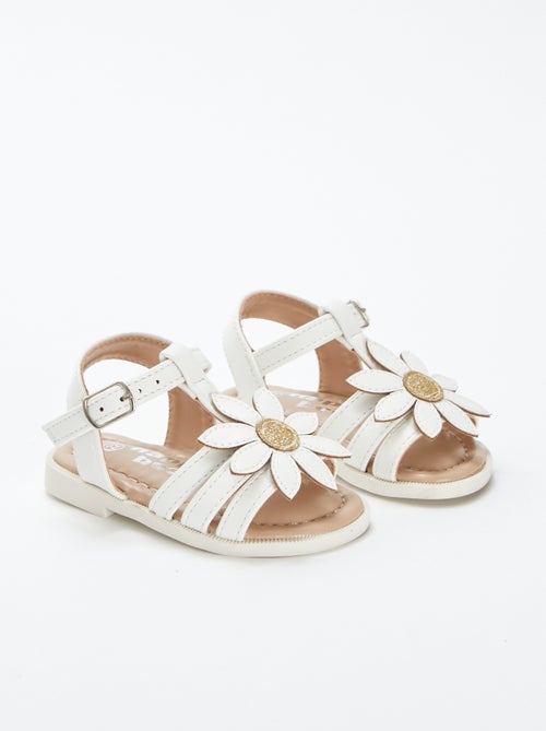 Sandalen met bandjes en bloem in reliëf - Kiabi