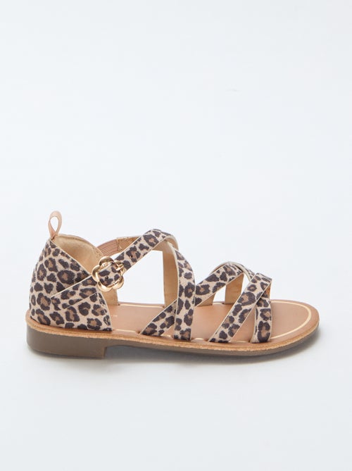 Sandalen met bandjes en luipaardmotief - Kiabi