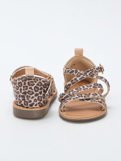 Sandalen met bandjes en luipaardmotief - Kiabi