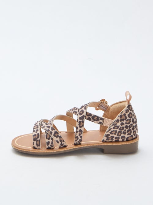 Sandalen met bandjes en luipaardmotief - Kiabi