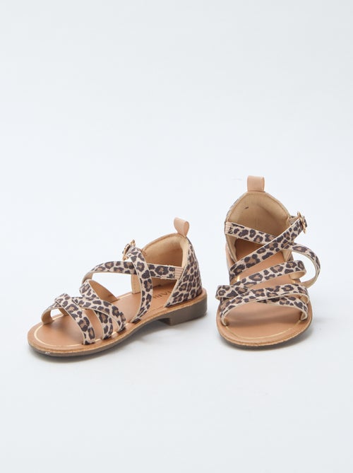 Sandalen met bandjes en luipaardmotief - Kiabi
