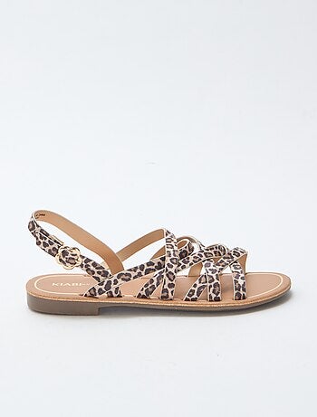 Sandalen met bandjes en luipaardmotief