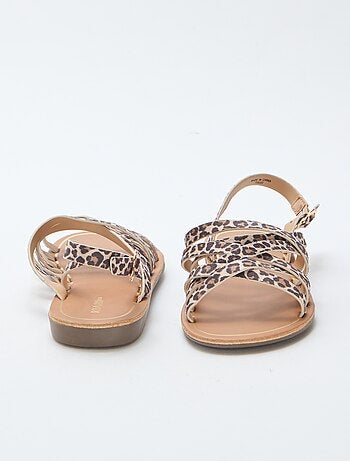 Sandalen met bandjes en luipaardmotief
