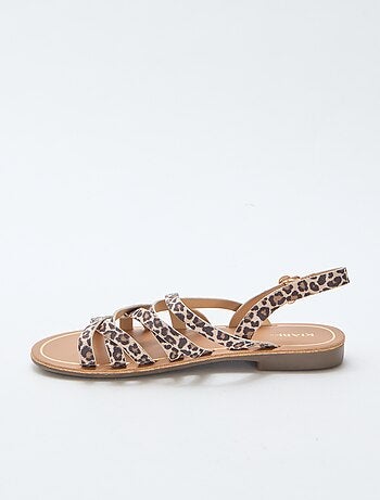 Sandalen met bandjes en luipaardmotief