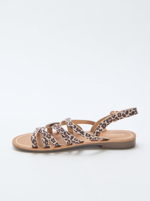 Sandalen met bandjes en luipaardmotief - Kiabi