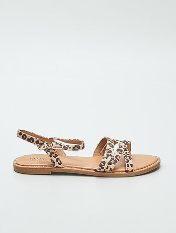 Sandalen met bandjes en luipaardprint