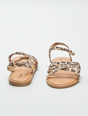 Sandalen met bandjes en luipaardprint