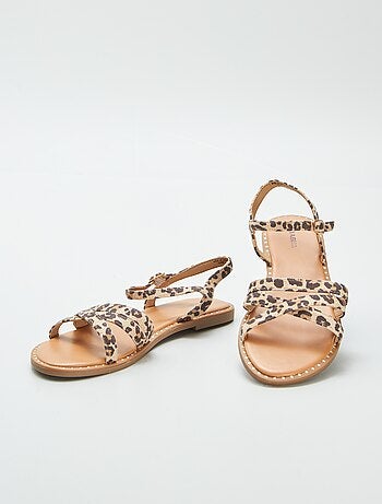Sandalen met bandjes en luipaardprint