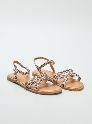 Sandalen met bandjes en luipaardprint