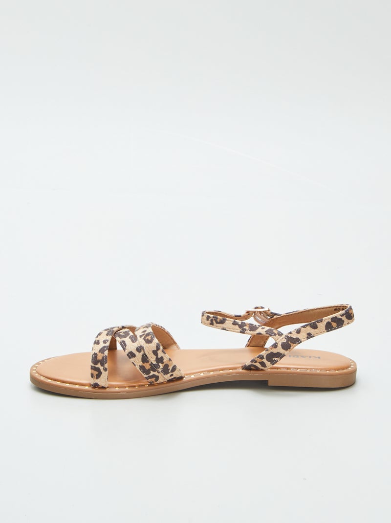 Sandalen met bandjes en luipaardprint BRUIN - Kiabi