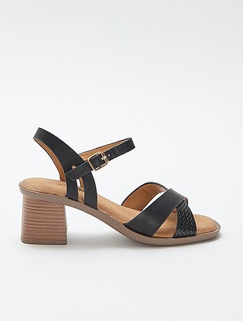 Sandalen met blokhak van imitatieleer