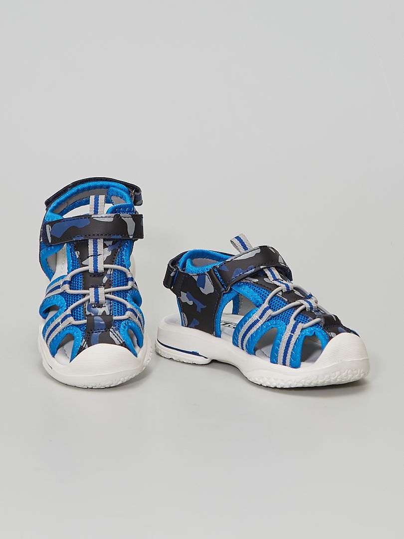 Sandalen met camouflageprint blauw / zwart - Kiabi