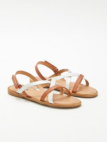 Sandalen met driekleurige bandjes
