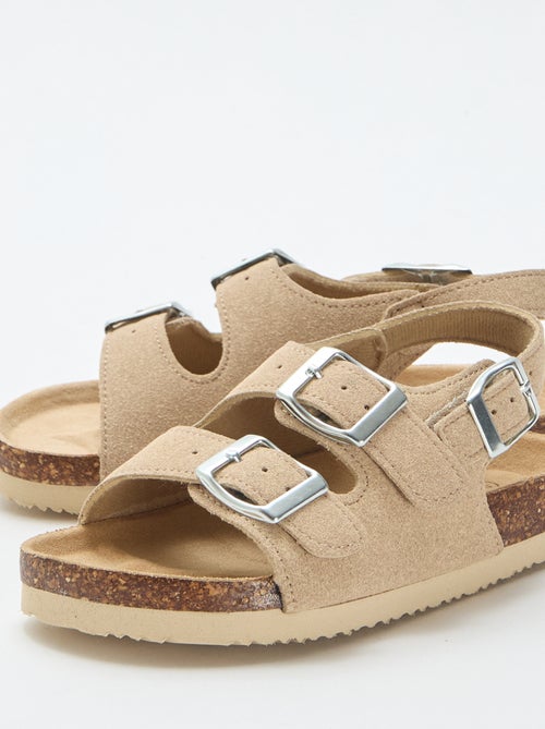 Sandalen met dubbele band en contrasterende gespen - Kiabi