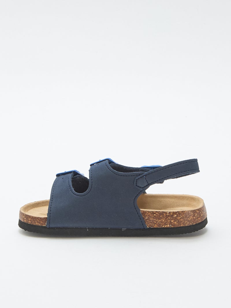Sandalen met dubbele band en contrasterende gespen Blauw - Kiabi