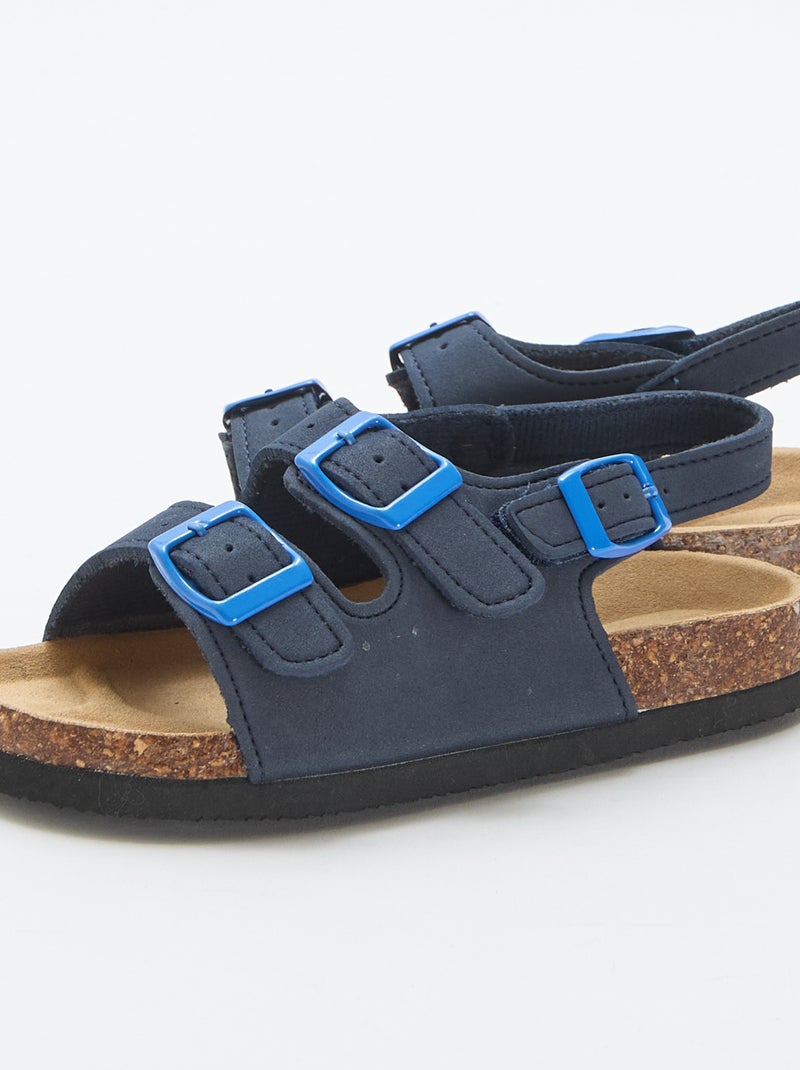 Sandalen met dubbele band en contrasterende gespen Blauw - Kiabi