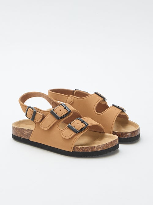 Sandalen met dubbele band en contrasterende gespen - Kiabi