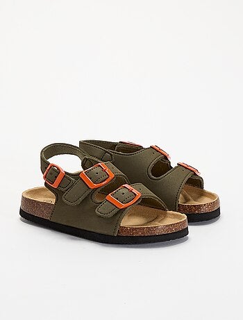 Sandalen met dubbele band en contrasterende gespen