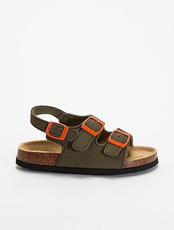 Sandalen met dubbele band en contrasterende gespen
