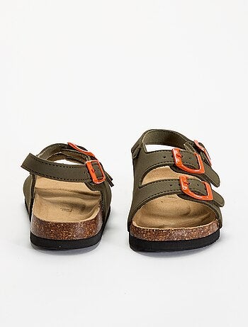 Sandalen met dubbele band en contrasterende gespen