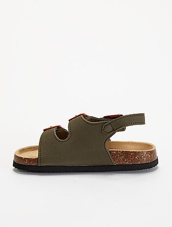 Sandalen met dubbele band en contrasterende gespen