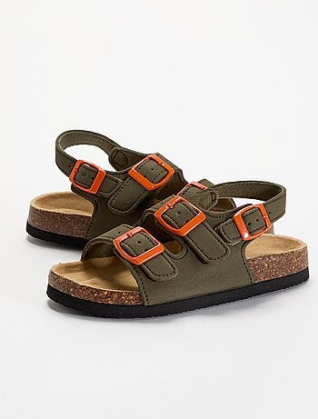 Sandalen met dubbele band en contrasterende gespen