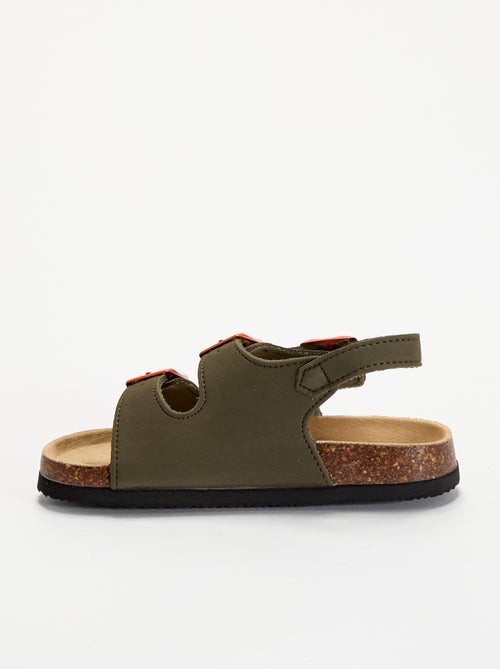 Sandalen met dubbele band en contrasterende gespen - Kiabi