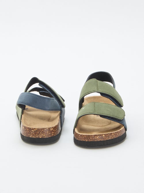 Sandalen met dubbele banden en klittenband - Kiabi