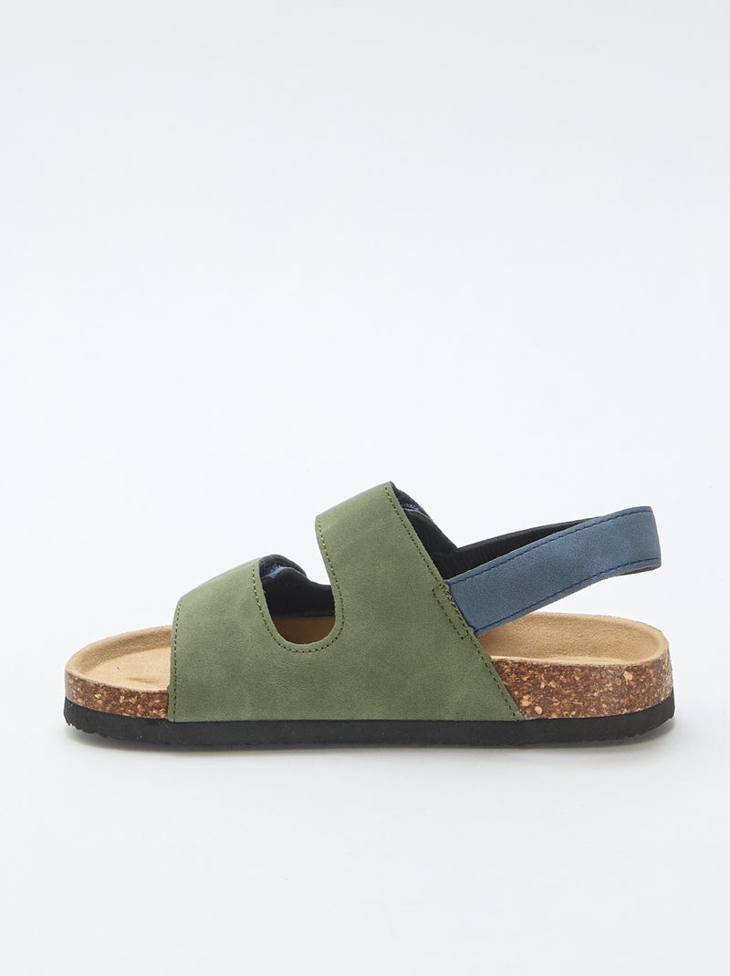 Sandalen met dubbele banden en klittenband Blauw - Kiabi