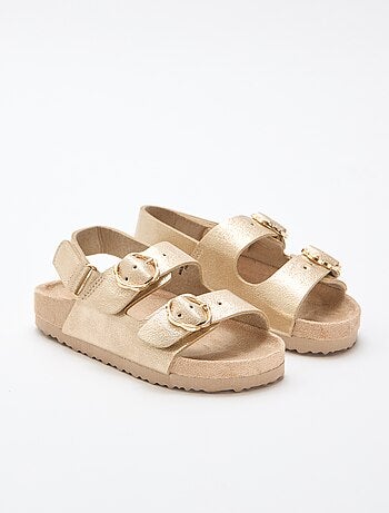 Sandalen met dubbele bandjes en bloemen