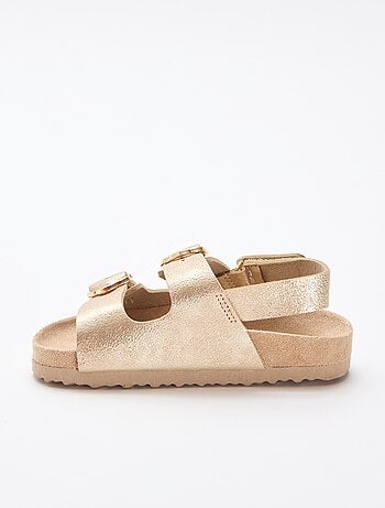 Sandalen met dubbele bandjes en bloemen