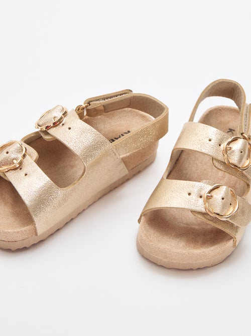 Sandalen met dubbele bandjes en bloemen - Kiabi