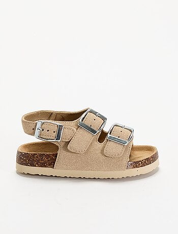 Sandalen met dubbele bandjes en contrasterende gespen