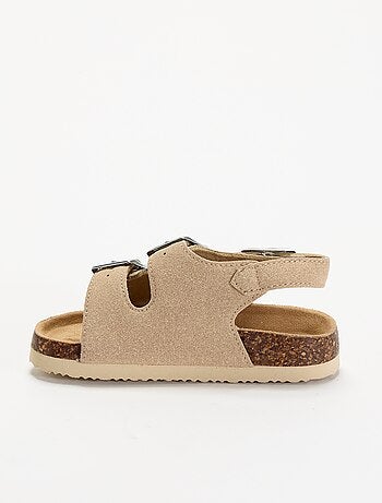 Sandalen met dubbele bandjes en contrasterende gespen