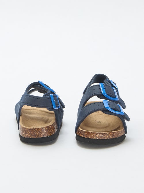 Sandalen met dubbele bandjes en contrasterende gespen - Kiabi