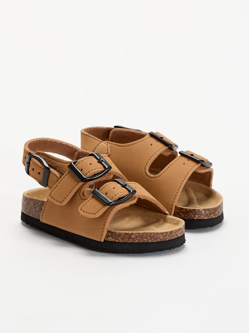 Sandalen met dubbele bandjes en contrasterende gespen - Kiabi