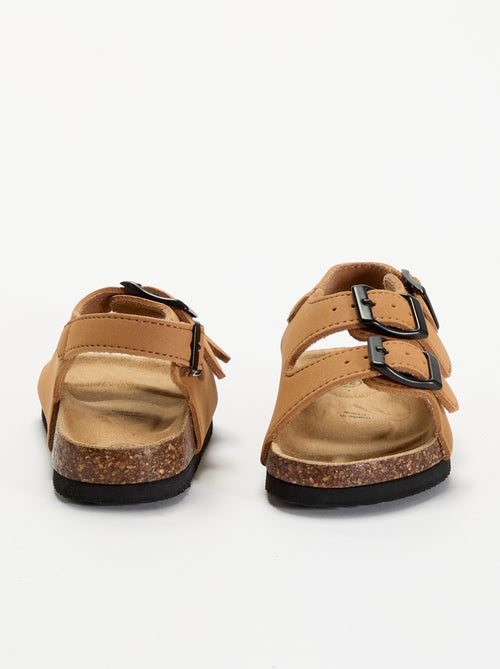 Sandalen met dubbele bandjes en contrasterende gespen - Kiabi