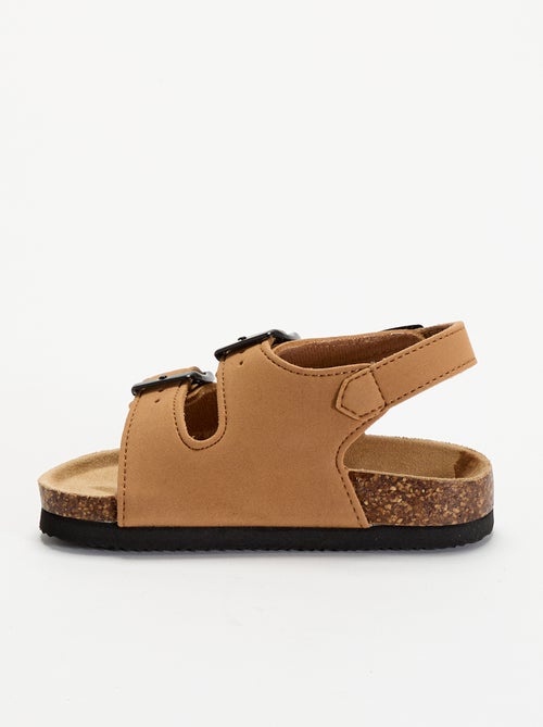 Sandalen met dubbele bandjes en contrasterende gespen - Kiabi