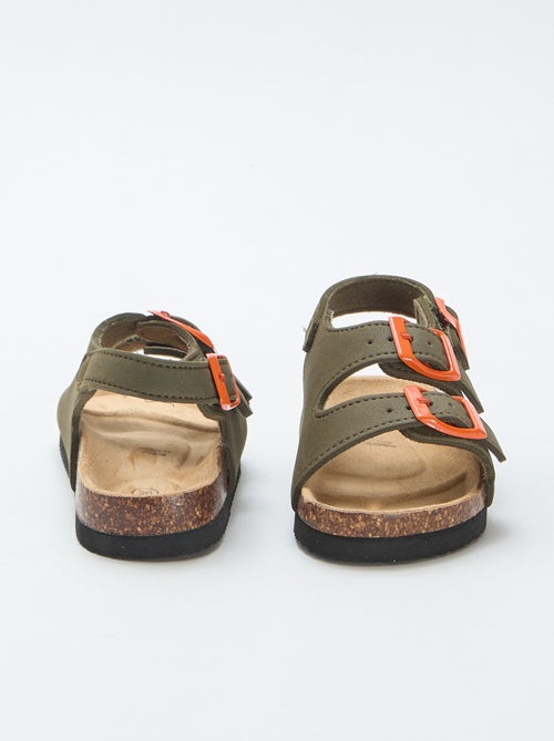 Sandalen met dubbele bandjes en contrasterende gespen - Kiabi