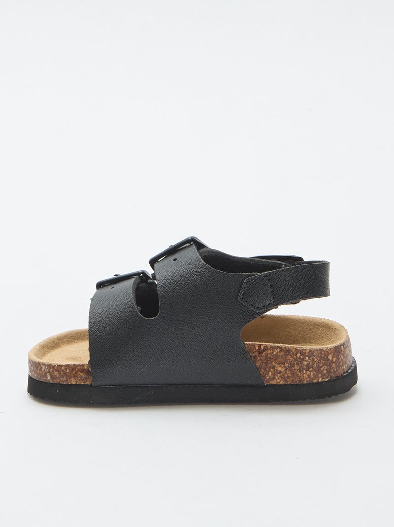 Sandalen met dubbele bandjes en gespen Zwart - Kiabi