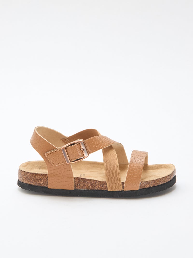 Sandalen met gekruiste bandjes Bruin - Kiabi