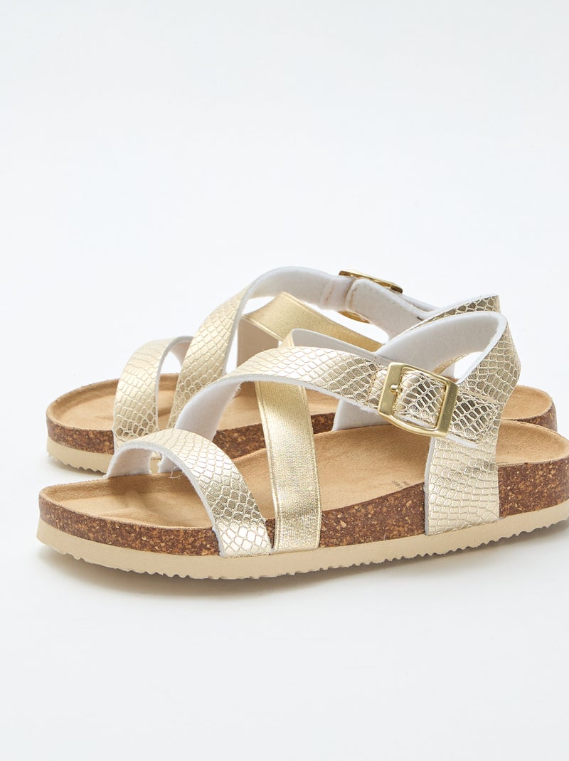Sandalen met gekruiste bandjes Geel - Kiabi