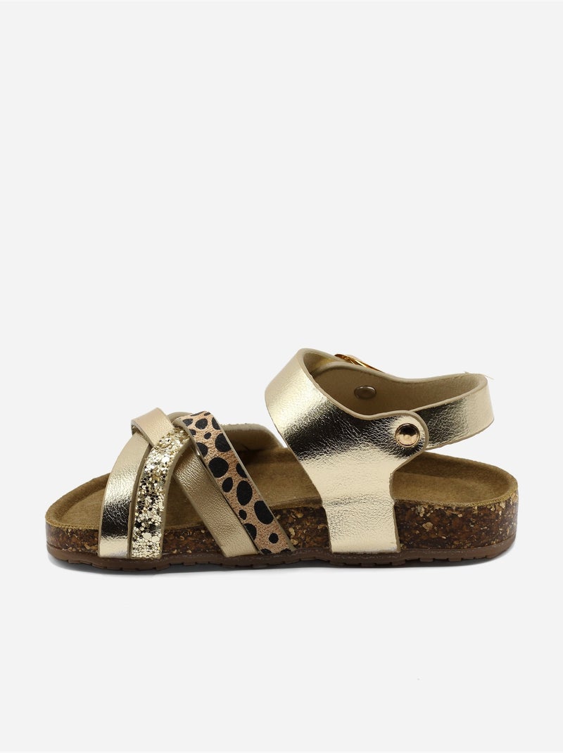 Sandalen met gekruiste bandjes Goud/Goudkleurig - Kiabi